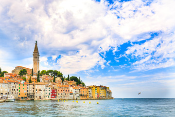 Fototapeta na wymiar Cityscape of Rovinj touristic village at the Adriatic sea Istria, Croatia