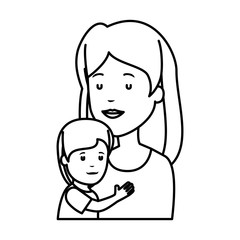 beautiful mother lifting son