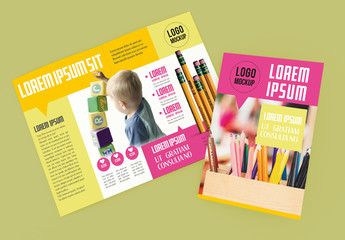 Brochure Layout with Pink and Yellow Elements