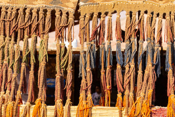 Ethnic decorations Bedouin dwellings. A building element hangs down from the roof.