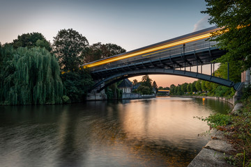 Germany, Hamburg, Rail trail over Alster river at Winterhude