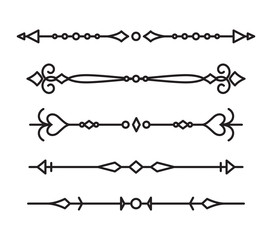 Set of ornamental decorative elements on white background