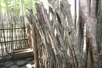 old wooden fence from branches