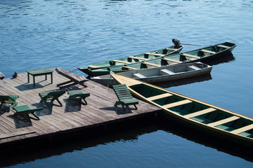 Boats on a pier, rio negro, amazon, Brasil