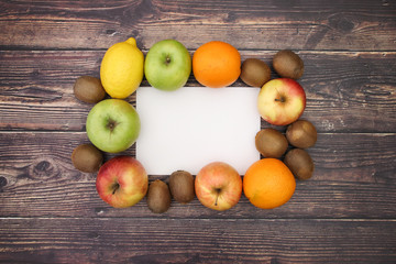 White paper around with fruits