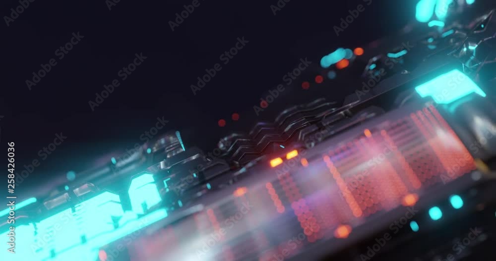 Poster motion graphic 4k of abstract technology background, led and flickering particles. animation of elec