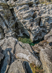 Emerald river Maggia in canyon of Ponte Brolla, Switzerland
