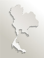 map of thailand card paper 3D natural, vector illustration
