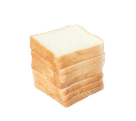 sliced soft and sticky delicious white bread for breakfast on white isolated background