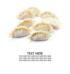 raw dumplings or gyoza isolated on white background