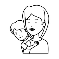 beautiful mother lifting son