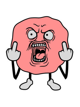 wichser fick dich fuck you off mittelfinger zeigen beleidigen kopf bollen gesicht schreien br&uuml;llen laut b&ouml;se angst lustig comic cartoon kreischen clipart