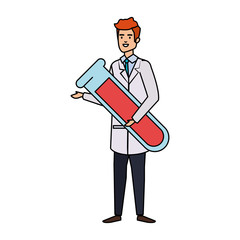 professional doctor with tube test avatar character