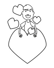 happy boy with heart