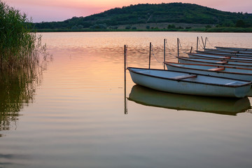 Tihany village, Inner lake with boats, next to Lake Balaton, Hungary