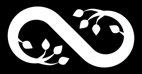 Infinity flourish symbol icon - white, isolated - vector