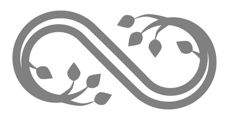 Infinity flourish symbol icon - gray outline, isolated - vector
