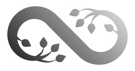 Infinity flourish symbol icon - gray gradient, isolated - vector
