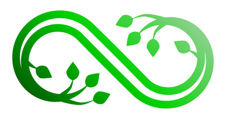 Infinity flourish symbol icon - green gradient outline, isolated - vector
