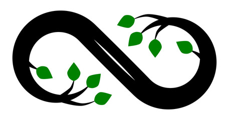 Infinity flourish symbol icon - black green, isolated - vector