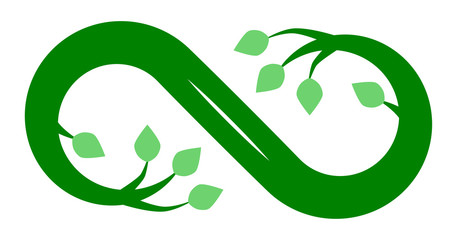 Infinity flourish symbol icon - green, isolated - vector