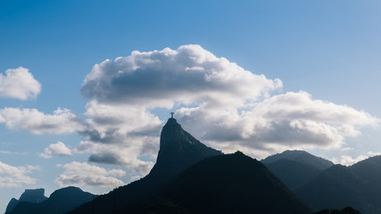 Dramatic view of Christ The Redeemer Statue on Corcovado Hill, Rio de Janeiro, Brazil - UNESCO...