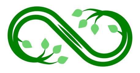 Infinity flourish symbol icon - green outline, isolated - vector