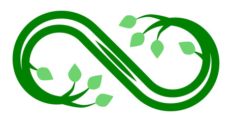 Infinity flourish symbol icon - green outline, isolated - vector