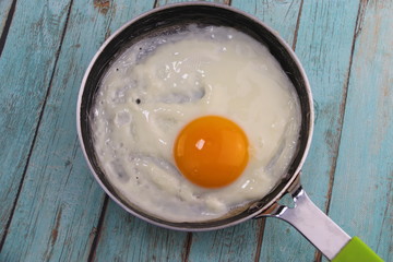 Œuf au plat dans une poêle