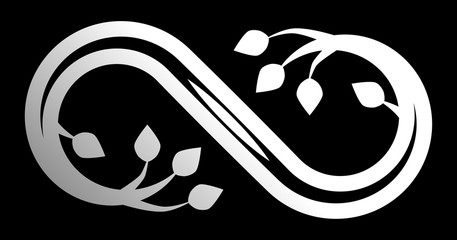 Infinity flourish symbol icon - white gradient outline, isolated - vector