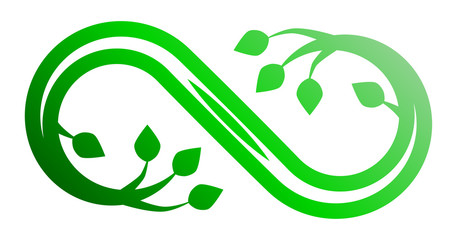 Infinity flourish symbol icon - green gradient outline, isolated - vector