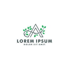 Letter A leaf logo template, nature icon design vector illustration