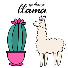 Llama lettering vector illustration