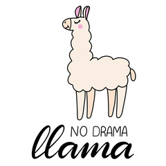 Llama lettering vector illustration