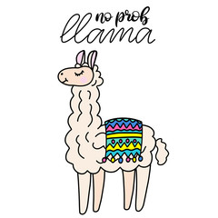 Llama lettering vector illustration