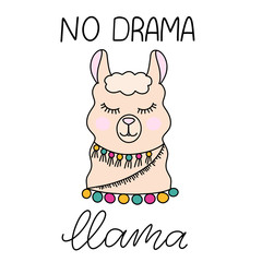 Llama lettering vector illustration