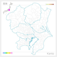関東の地図・Kanto（白地図風）