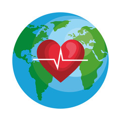 heart cardio with world planet