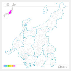 中部の地図・Chubu（白地図風）
