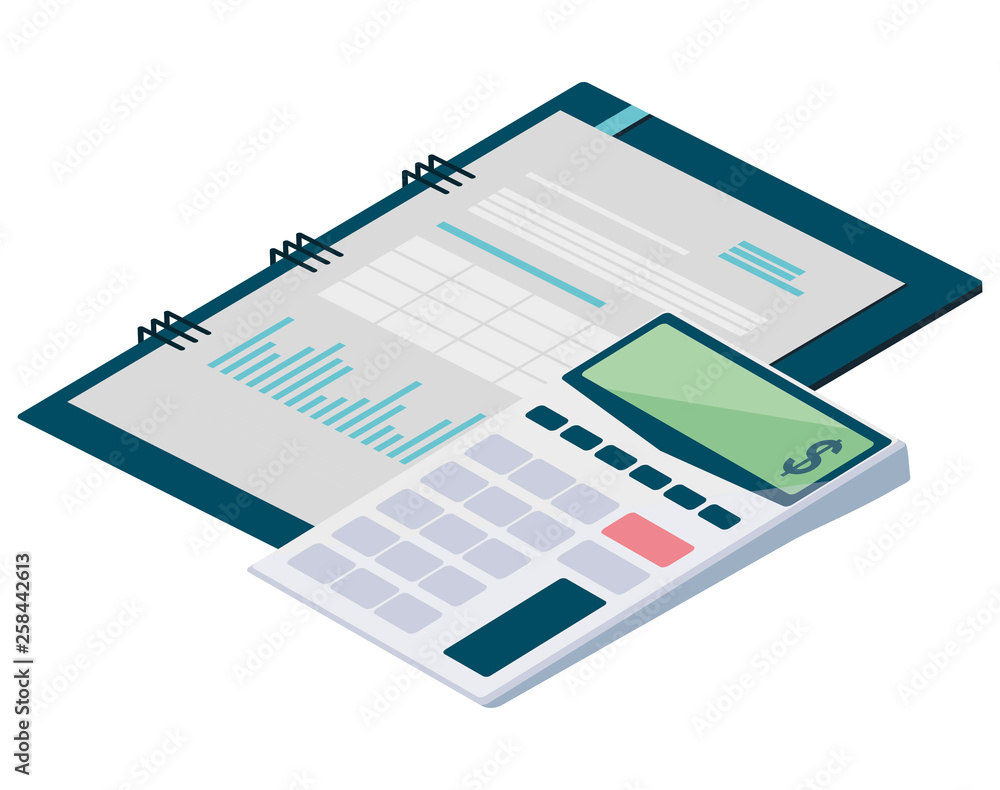 Poster calculator math with notepad