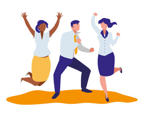 elegant business people celebrating characters