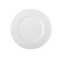 empty plate top view on white background
