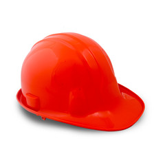Fototapeta premium orange construction helmet on a white background.