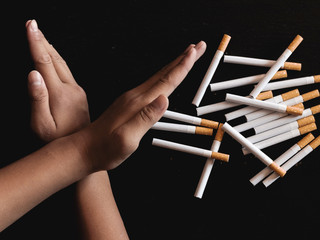 Stop smoking cigarettes concept. Quit bad habit, health care concept. No smoking.