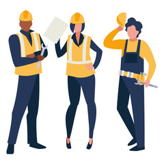 group of builders working