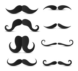 Set of hipster mustache on white background
