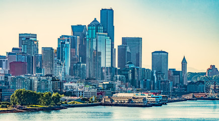 Fototapeta premium seattle washington city skyline early morning sunrise