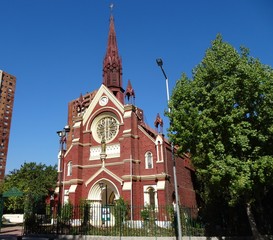 The church of San Francisco de Borja, former chapel or church of the Sacred Heart of Jesus of the San Borja Hospital, is a neo-Gothic Catholic temple from 1876
