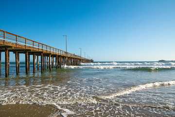 Pacific Ocean and Long Wooden Pier, Avila Beach, California
