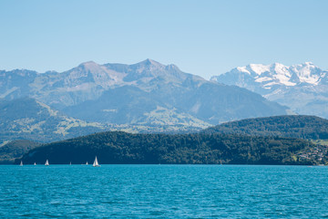 Thun lake and alps mountain in Switzerland